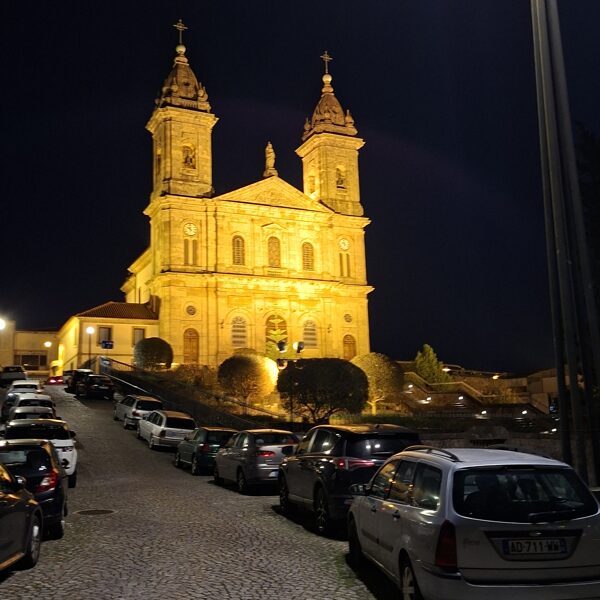 The church next to our apartment and the tiny park